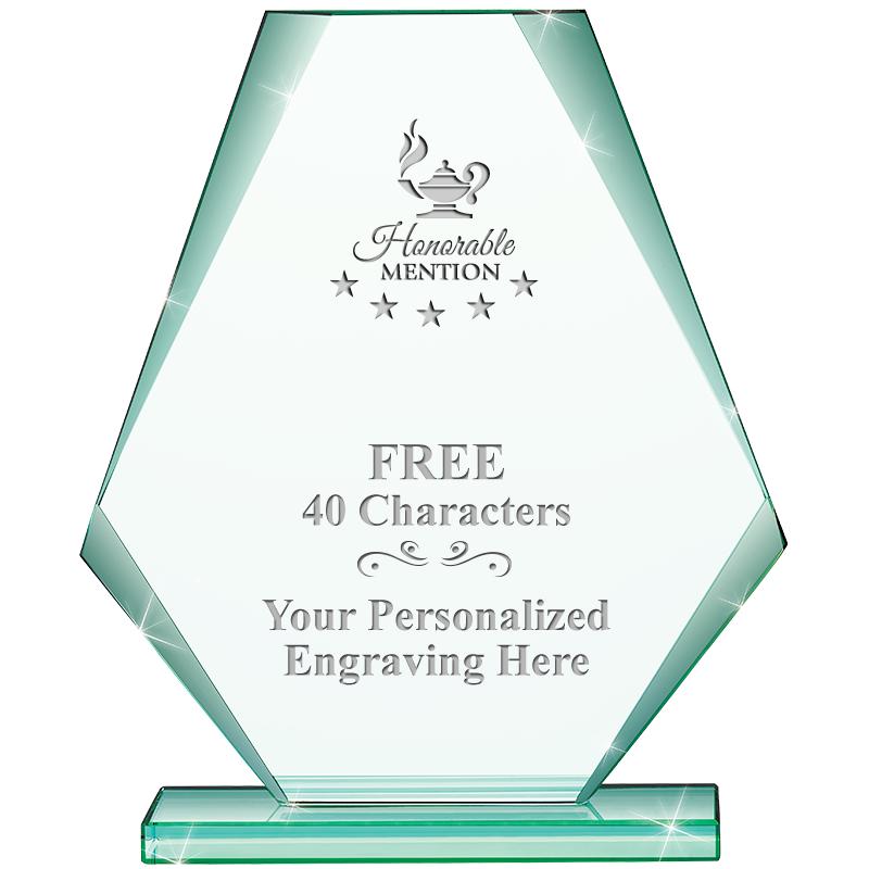 6" JADE PYRAMID CRYSTAL AWARD