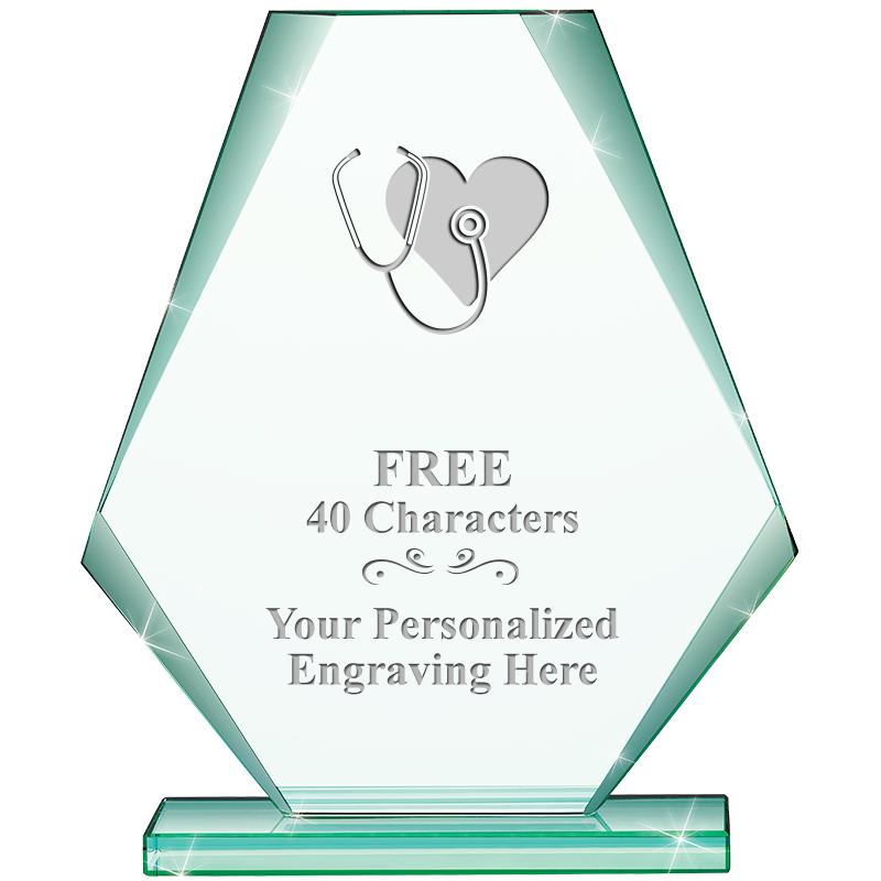 6" JADE PYRAMID CRYSTAL AWARD