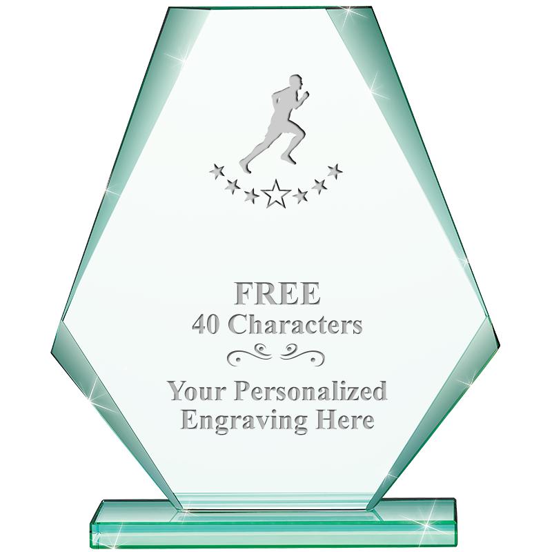 6" JADE PYRAMID CRYSTAL AWARD