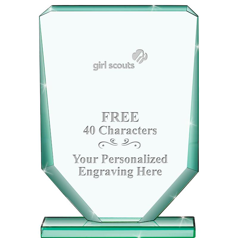 6" JADE RECTANGLE CRYSTAL AWAR