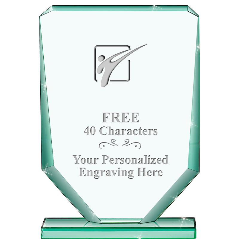 6" JADE RECTANGLE CRYSTAL AWAR