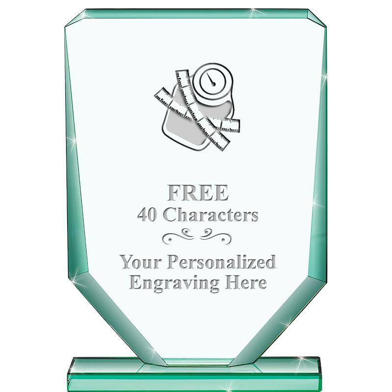 6" JADE RECTANGLE CRYSTAL AWAR