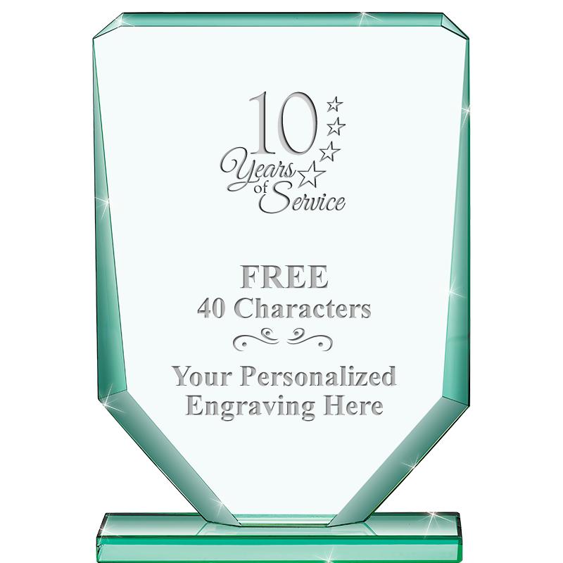 6" JADE RECTANGLE CRYSTAL AWAR