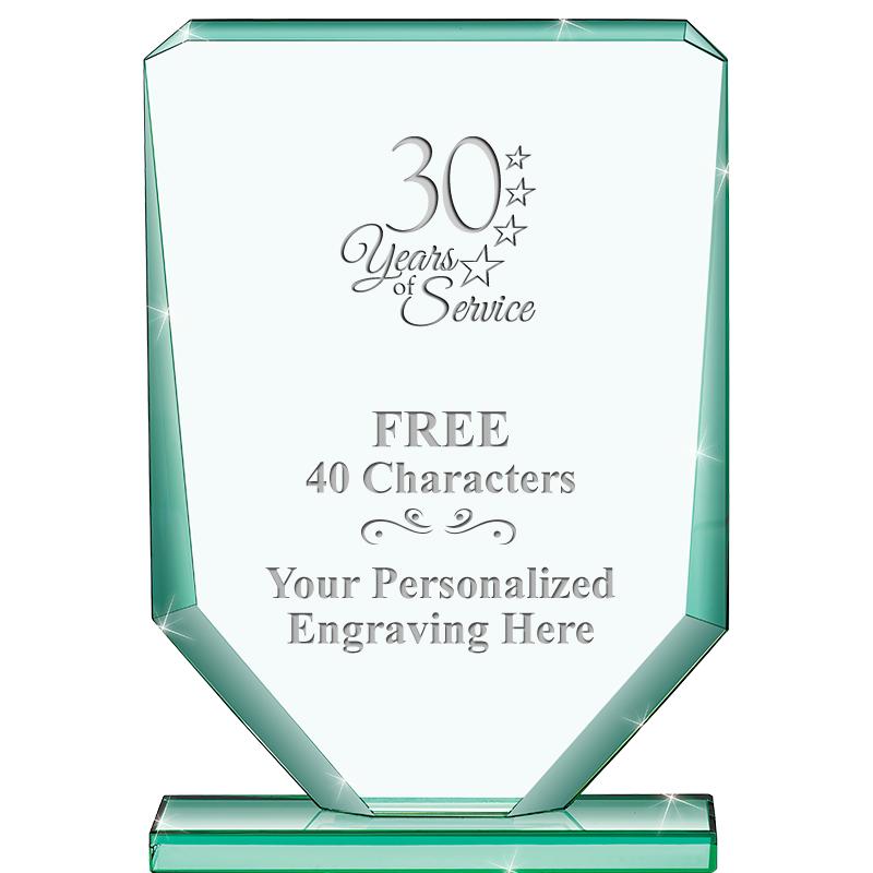 6" JADE RECTANGLE CRYSTAL AWAR