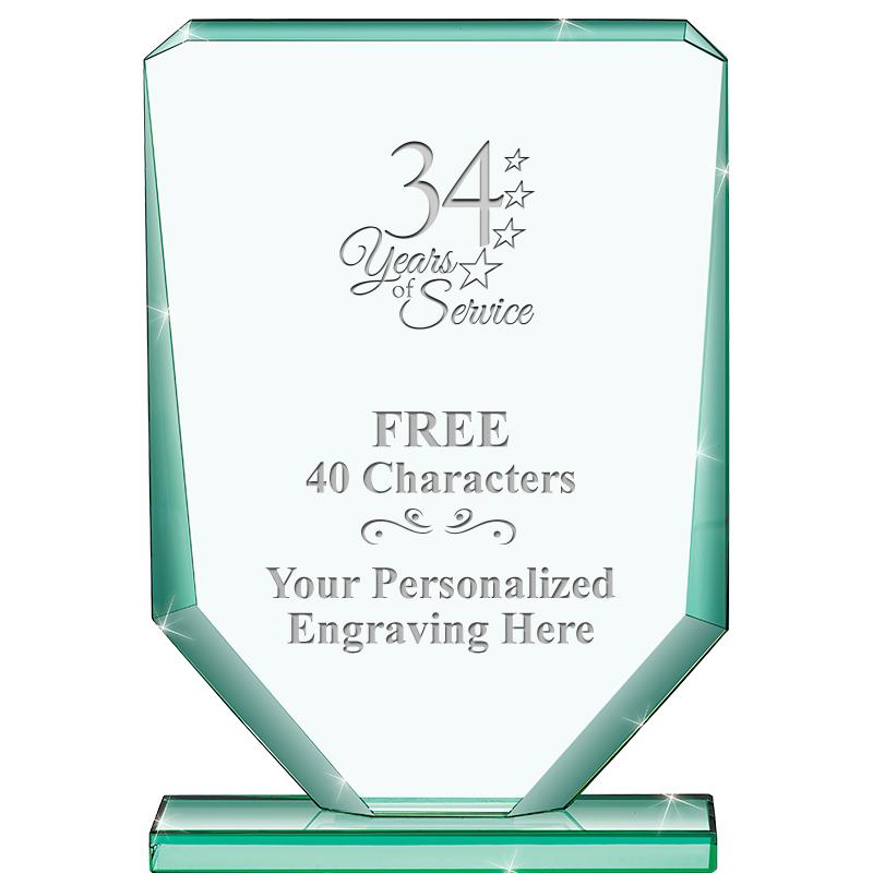 6" JADE RECTANGLE CRYSTAL AWAR