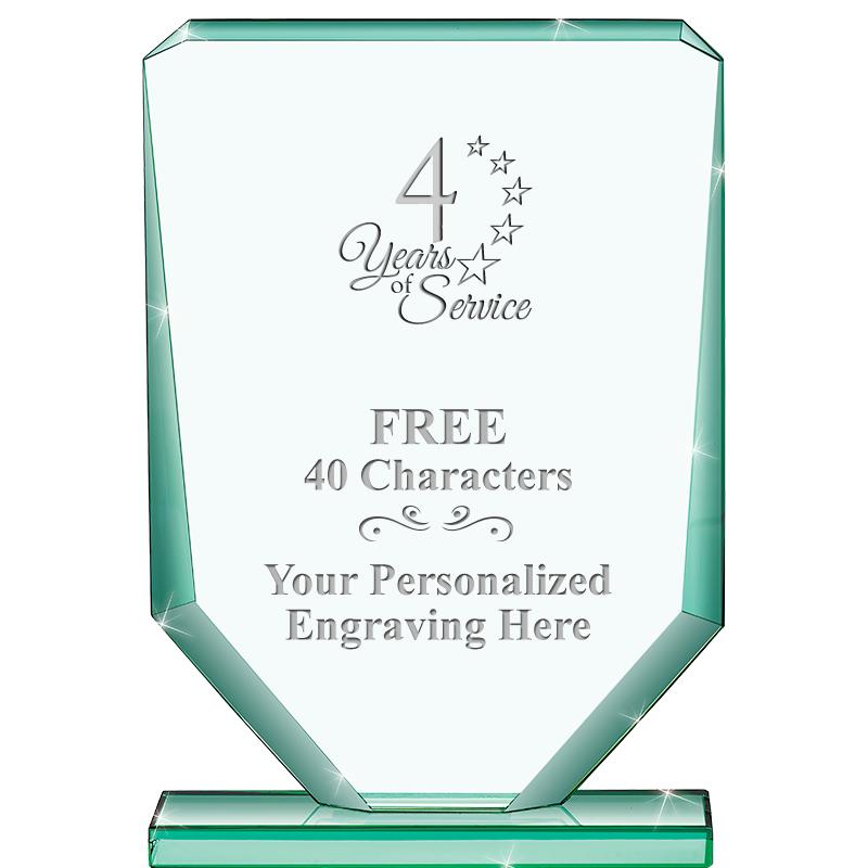 6" JADE RECTANGLE CRYSTAL AWAR