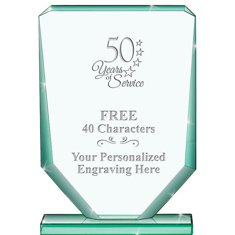 6" JADE RECTANGLE CRYSTAL AWAR