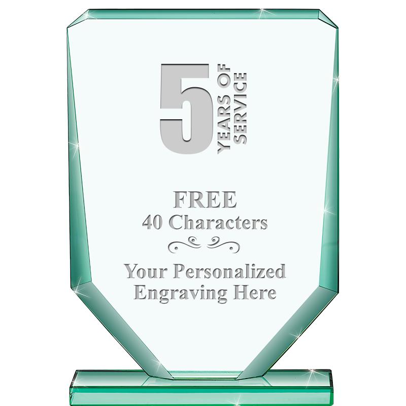 6" JADE RECTANGLE CRYSTAL AWAR