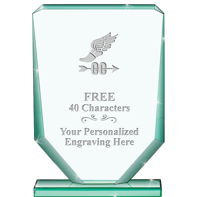 6" JADE RECTANGLE CRYSTAL AWAR