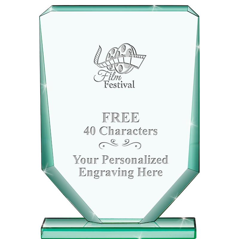 6" JADE RECTANGLE CRYSTAL AWAR