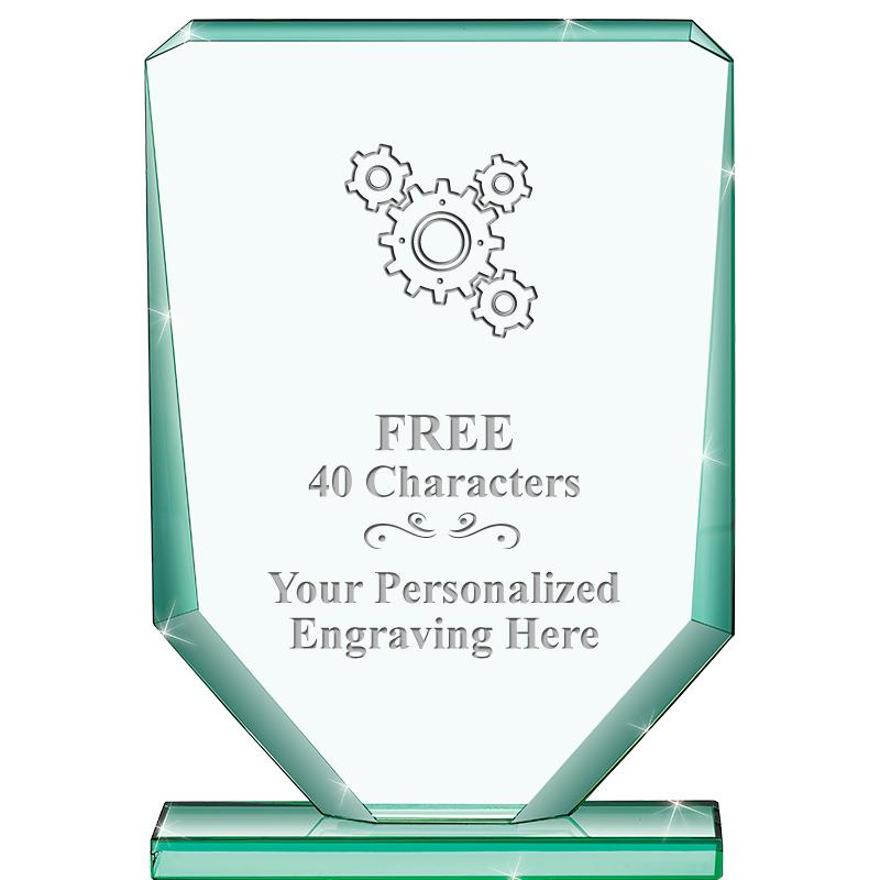 6" JADE RECTANGLE CRYSTAL AWAR