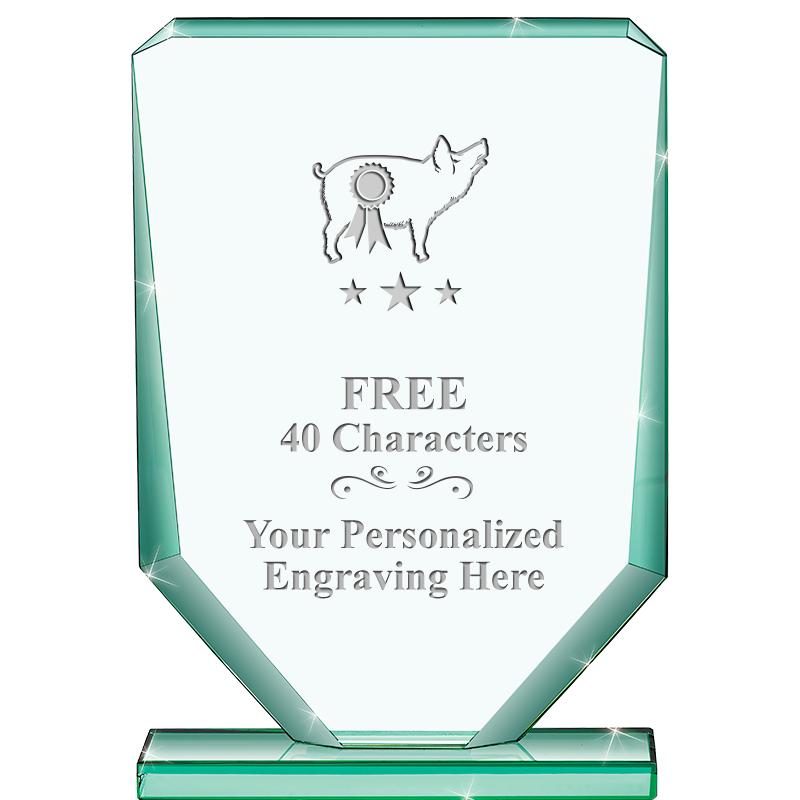 6" JADE RECTANGLE CRYSTAL AWAR