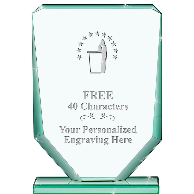 6" JADE RECTANGLE CRYSTAL AWAR