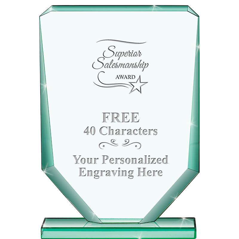 6" JADE RECTANGLE CRYSTAL AWAR