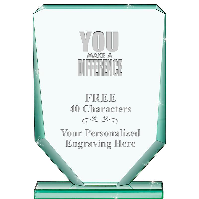 6" JADE RECTANGLE CRYSTAL AWAR