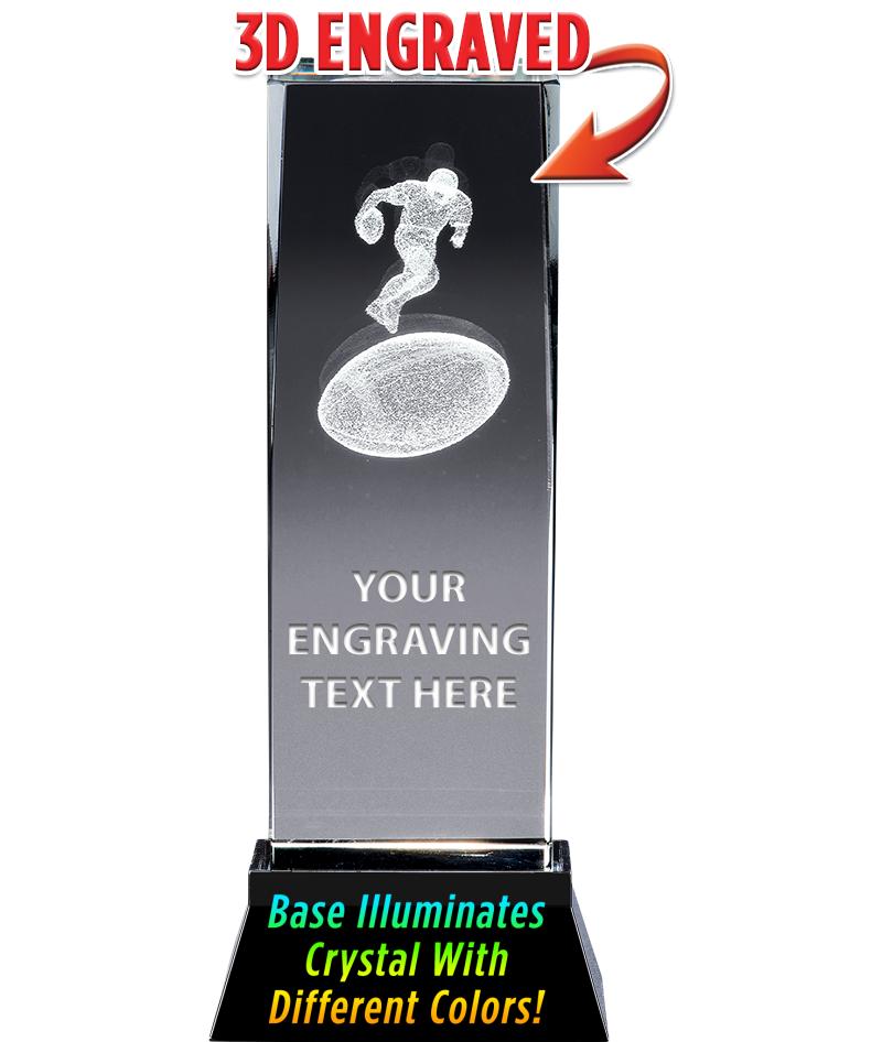 6" FOOTBALL MALE LSR CUT CRYST