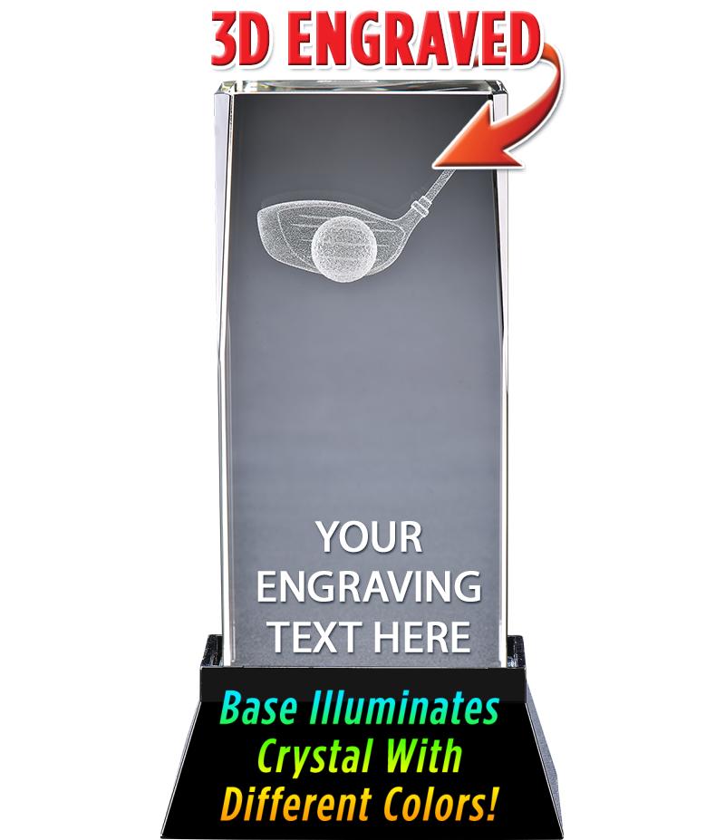 4.5" GOLF LASER CUT CRYSTAL AW