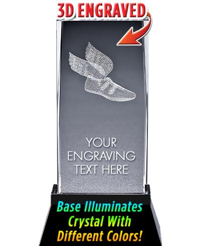 WINGED FOOT LASER CUT CRYSTAL