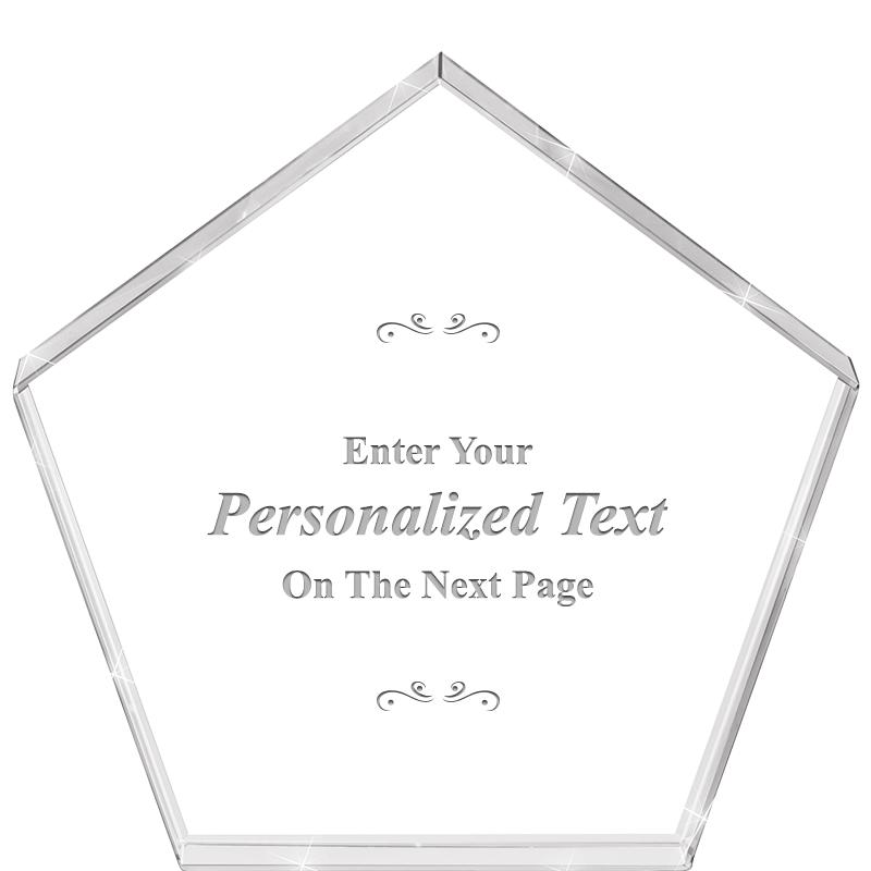 4"PENTAGON CRYSTAL PAPERWEIGHT
