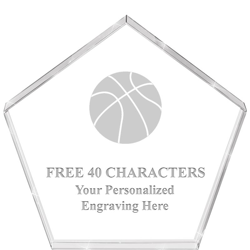 4"PENTAGON CRYSTAL PAPERWEIGHT