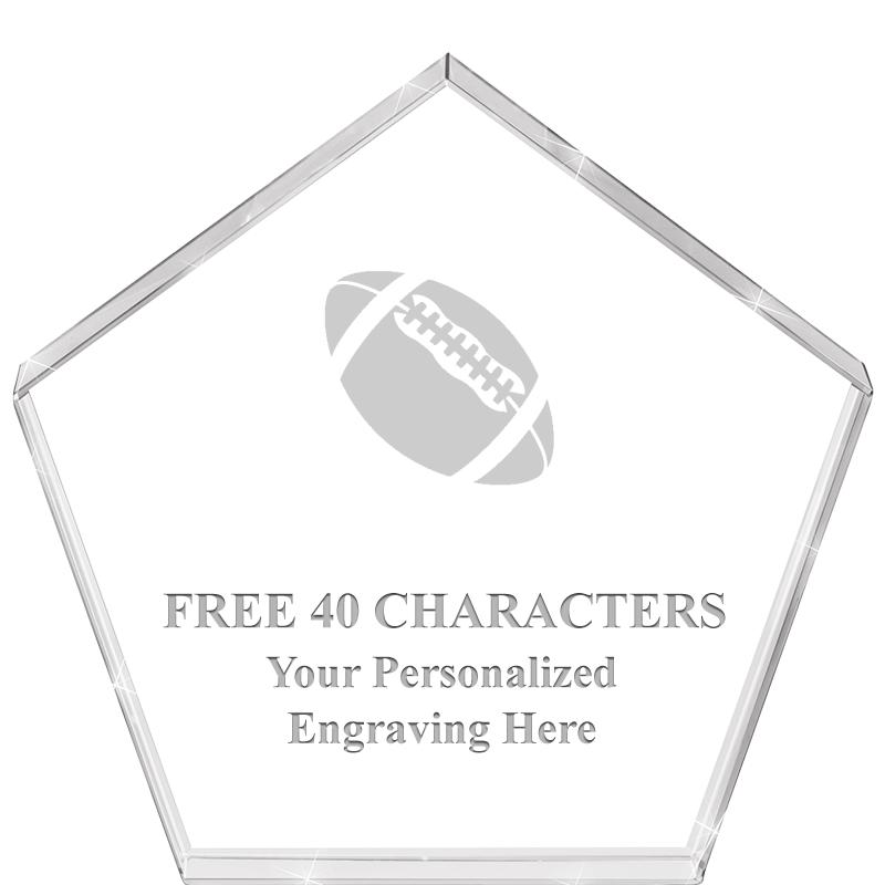 4"PENTAGON CRYSTAL PAPERWEIGHT