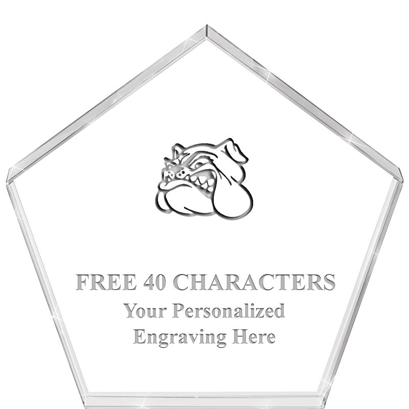 4"PENTAGON CRYSTAL PAPERWEIGHT