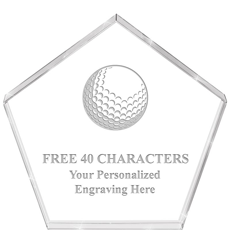 4"PENTAGON CRYSTAL PAPERWEIGHT