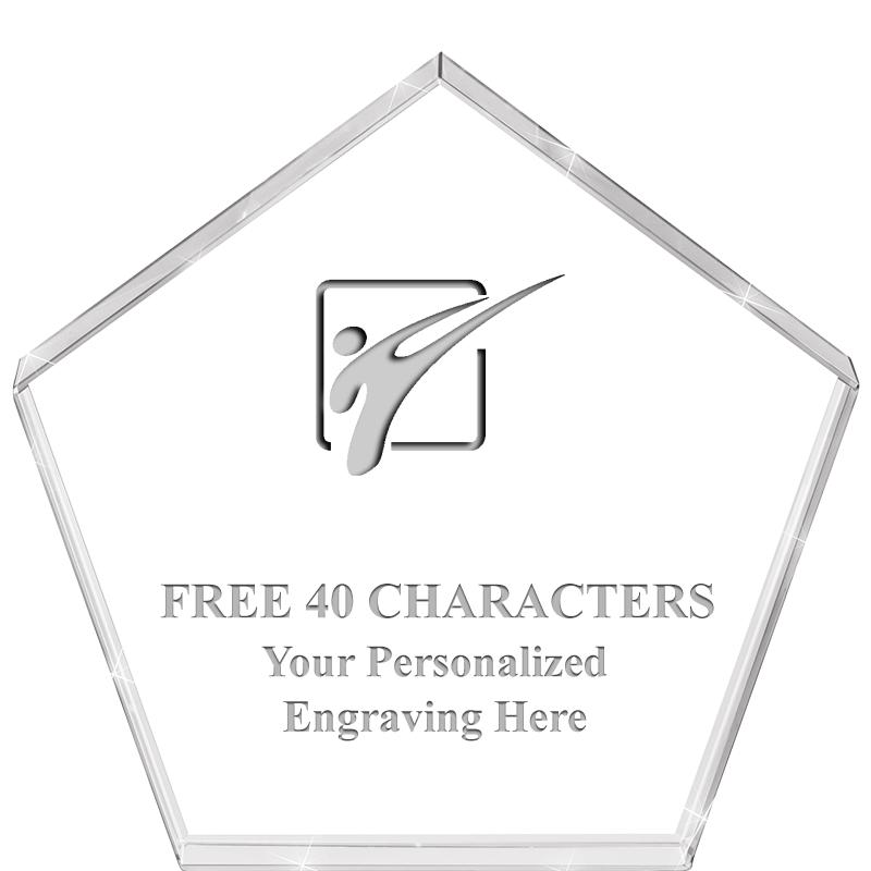 4"PENTAGON CRYSTAL PAPERWEIGHT