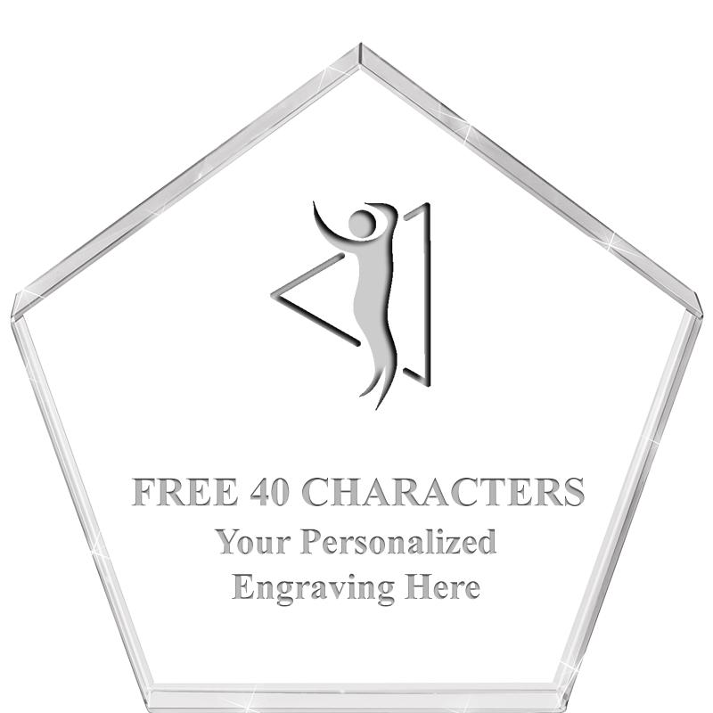 4"PENTAGON CRYSTAL PAPERWEIGHT