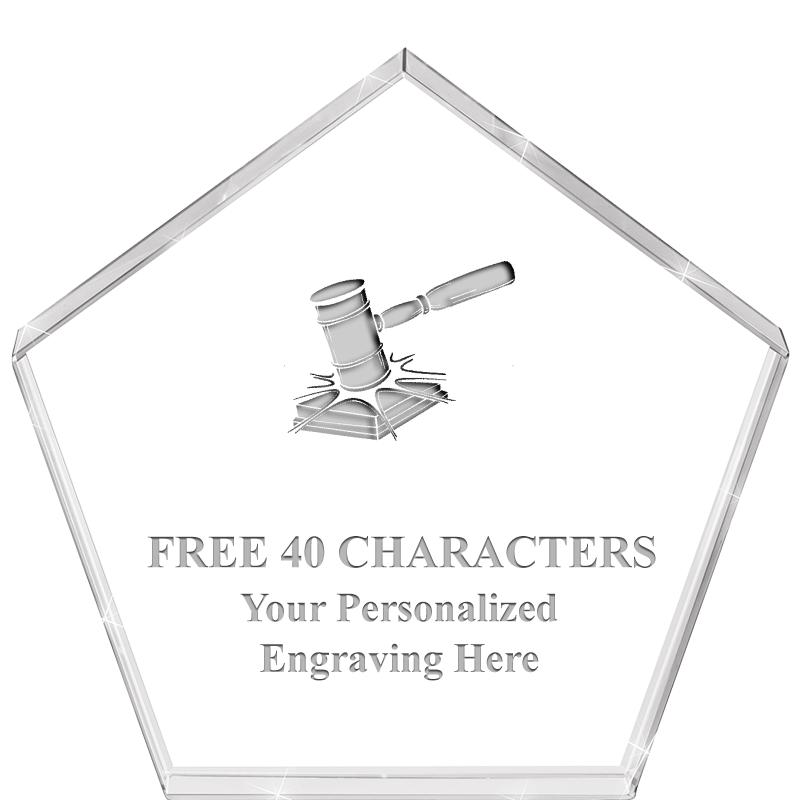 4"PENTAGON CRYSTAL PAPERWEIGHT