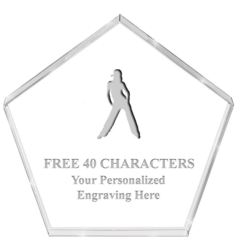 4"PENTAGON CRYSTAL PAPERWEIGHT