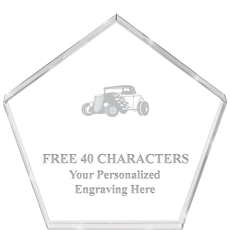 4"PENTAGON CRYSTAL PAPERWEIGHT