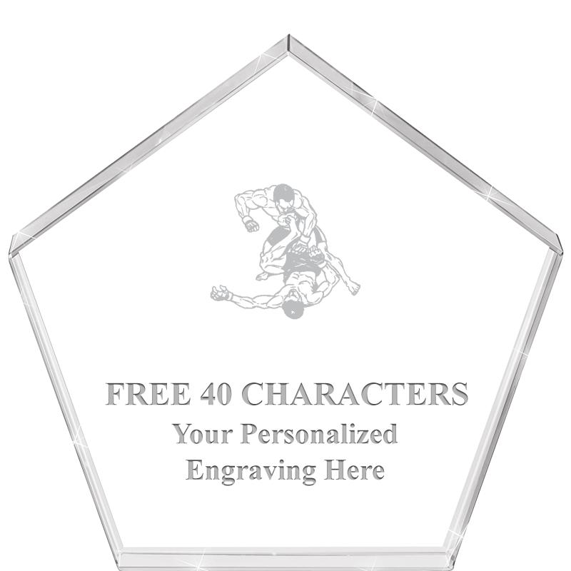 4"PENTAGON CRYSTAL PAPERWEIGHT