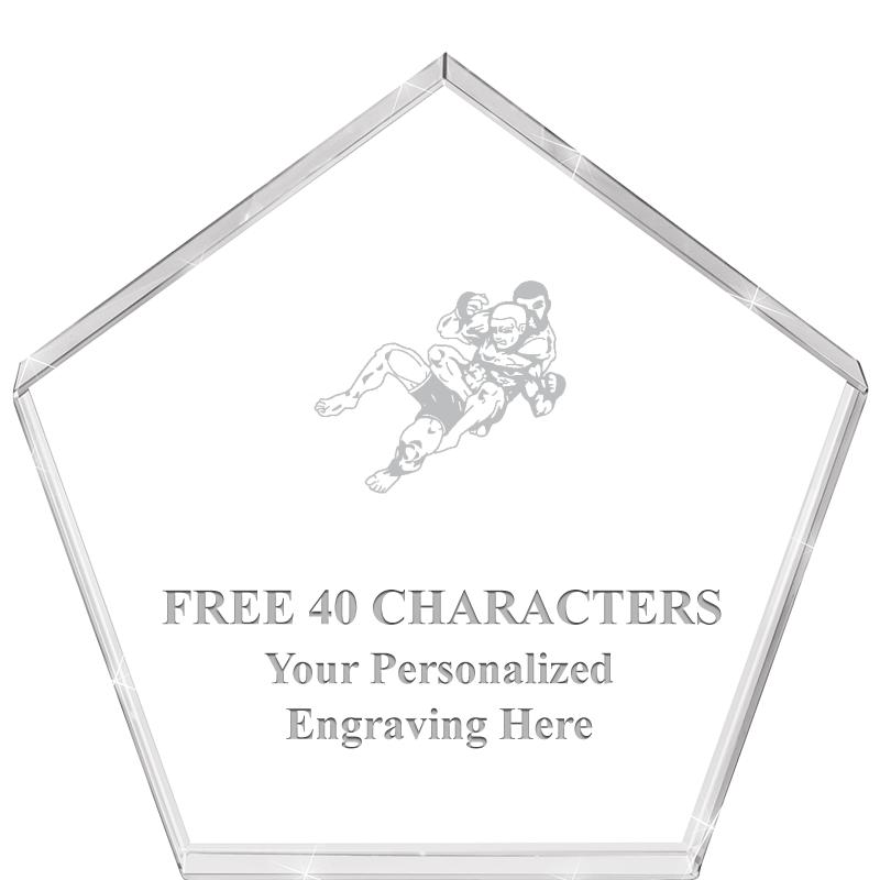 4"PENTAGON CRYSTAL PAPERWEIGHT