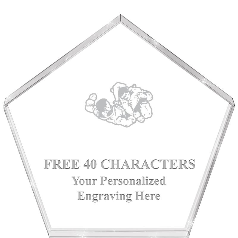 4"PENTAGON CRYSTAL PAPERWEIGHT