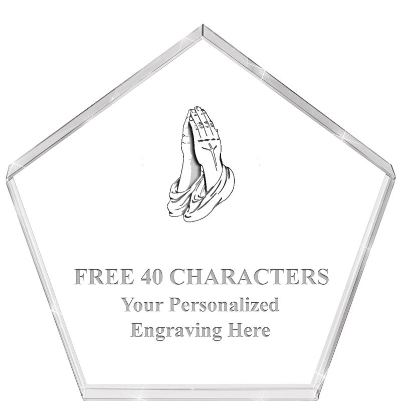 4"PENTAGON CRYSTAL PAPERWEIGHT