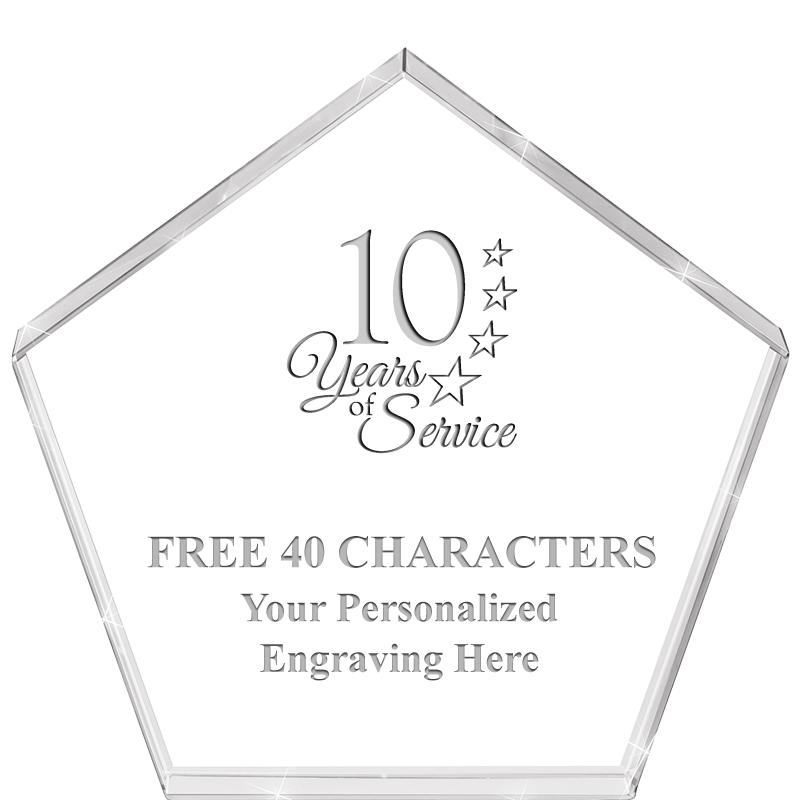 4"PENTAGON CRYSTAL PAPERWEIGHT