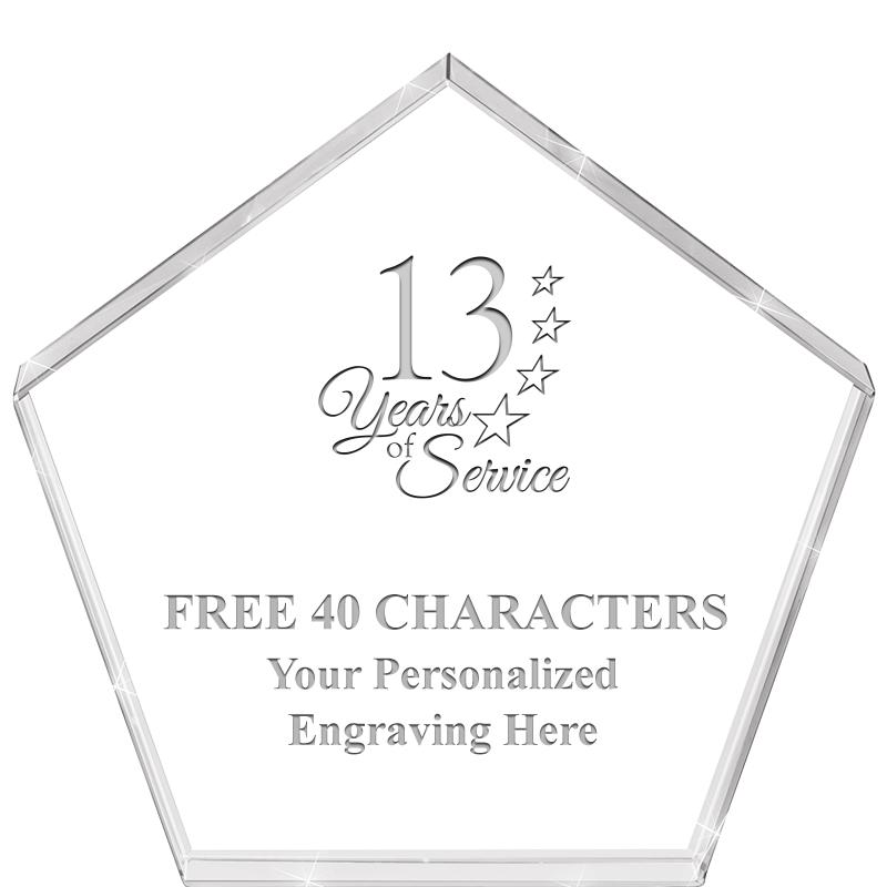 4"PENTAGON CRYSTAL PAPERWEIGHT