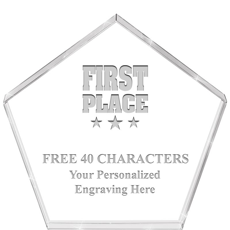 4"PENTAGON CRYSTAL PAPERWEIGHT