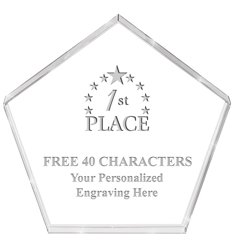 4"PENTAGON CRYSTAL PAPERWEIGHT