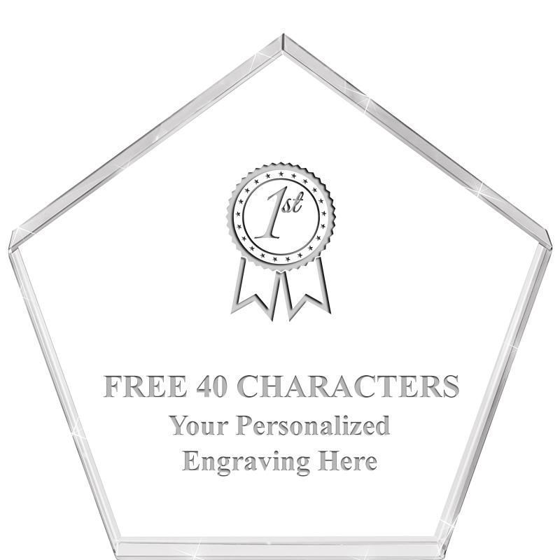 4"PENTAGON CRYSTAL PAPERWEIGHT