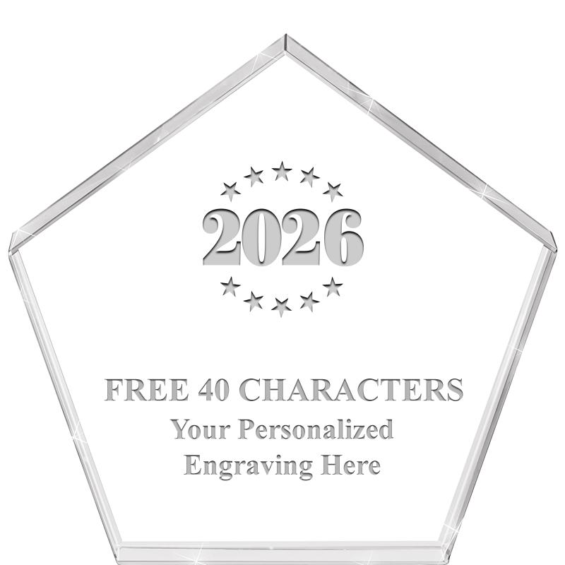 4"PENTAGON CRYSTAL PAPERWEIGHT