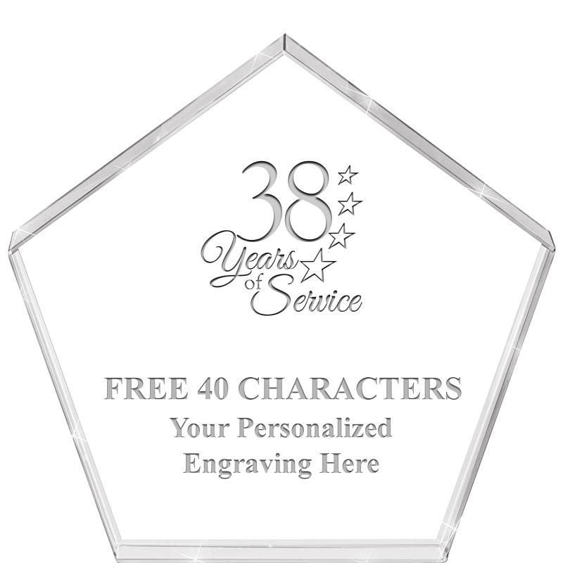 4"PENTAGON CRYSTAL PAPERWEIGHT