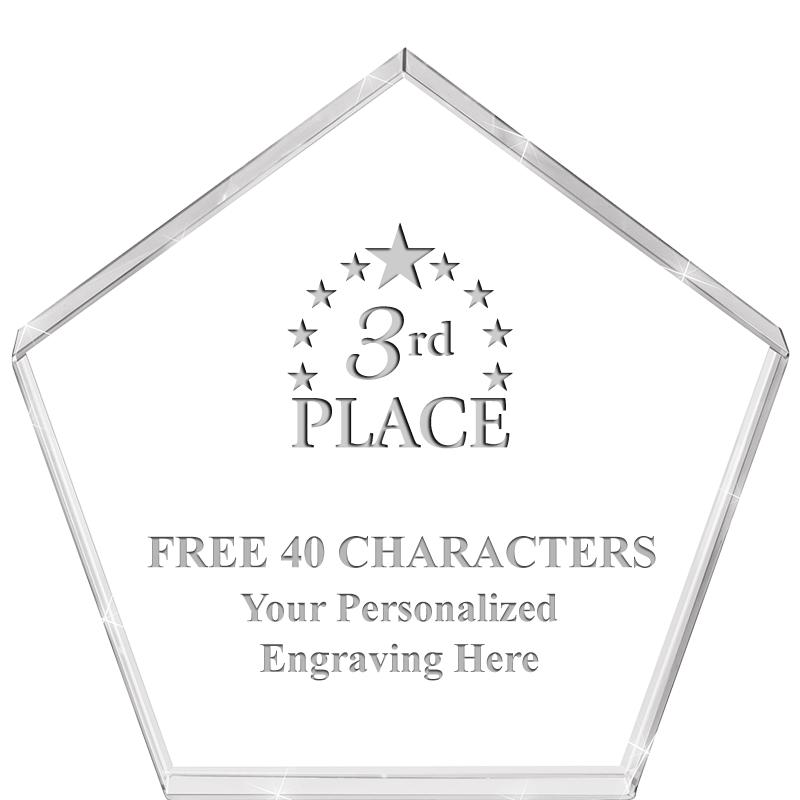 4"PENTAGON CRYSTAL PAPERWEIGHT