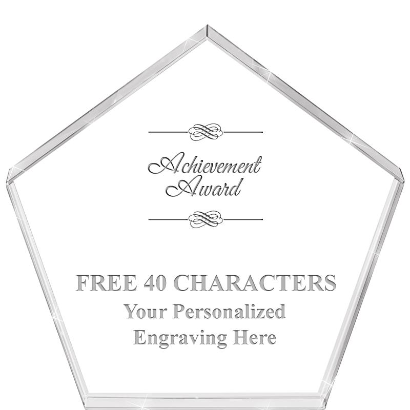 4"PENTAGON CRYSTAL PAPERWEIGHT