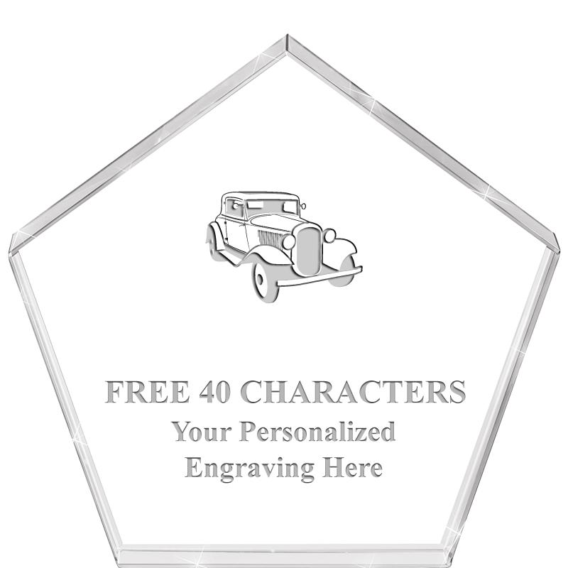 4"PENTAGON CRYSTAL PAPERWEIGHT