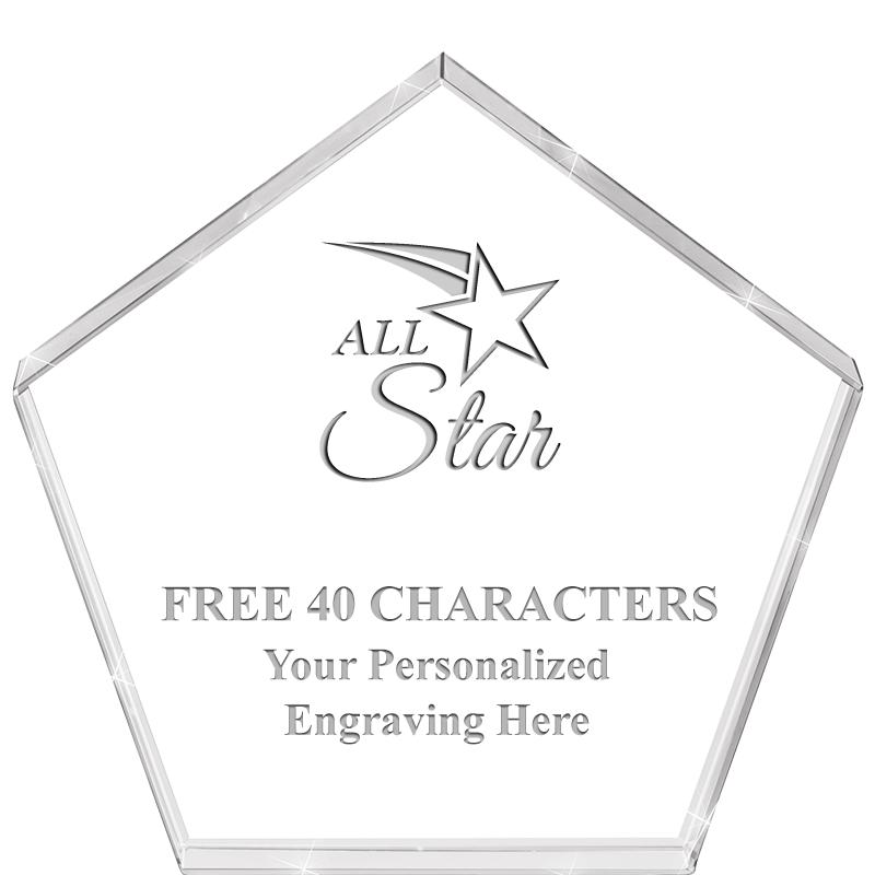 4"PENTAGON CRYSTAL PAPERWEIGHT