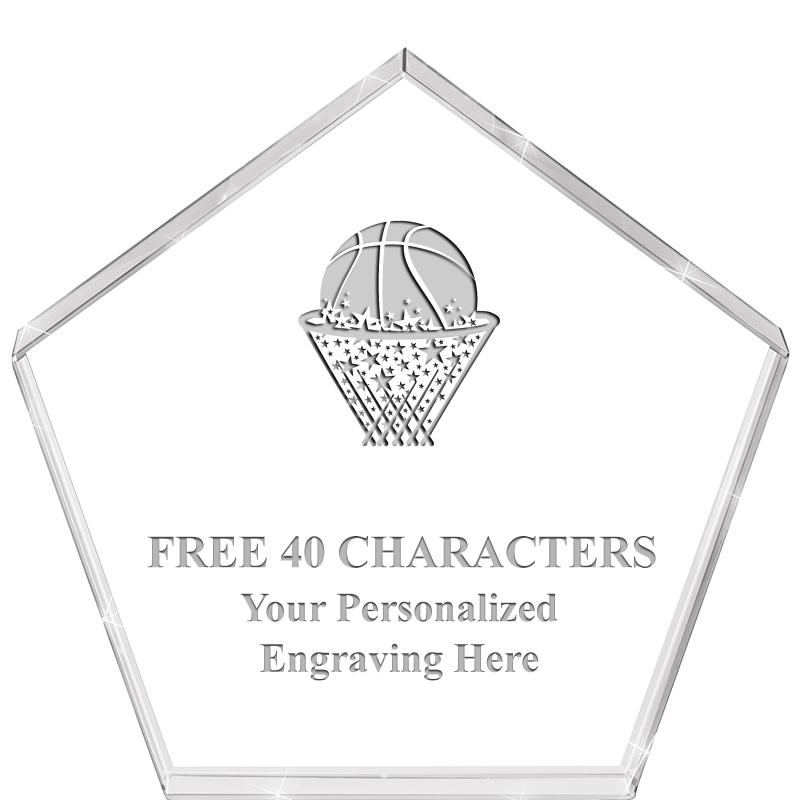 4"PENTAGON CRYSTAL PAPERWEIGHT