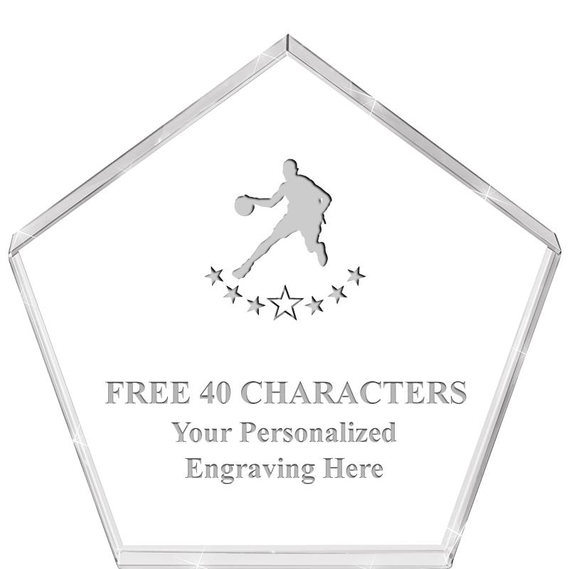 4"PENTAGON CRYSTAL PAPERWEIGHT