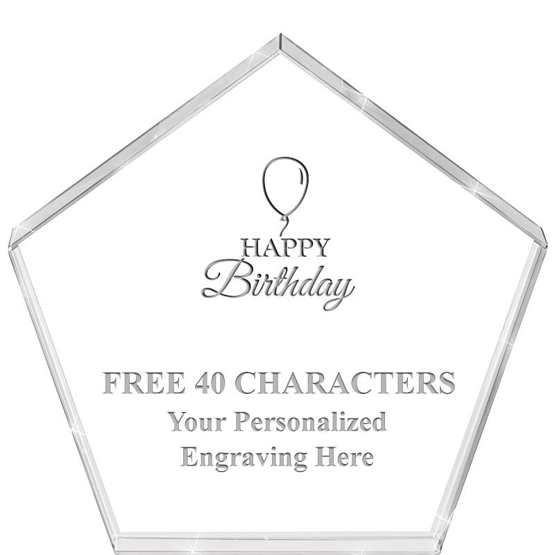 4"PENTAGON CRYSTAL PAPERWEIGHT